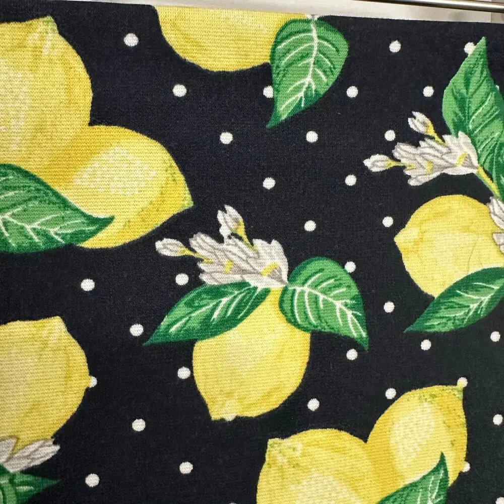 Talbots Navy Lemon Print Straight‎ Stretch Knit Skirt 10P Classic Summer Staple
